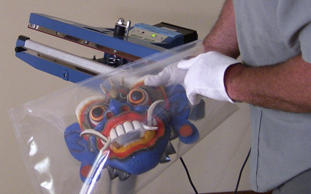 Placing the mask in the bag