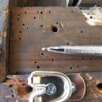 Borer holes to wood